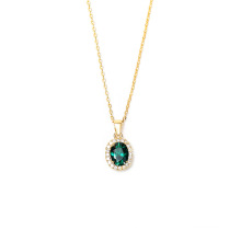 Shangjie OEM Joyas Fashion Femmes Colliers de pendentif de luxe 14K Colliers plaqués or Emerald Zircon Collier élégant bijoux